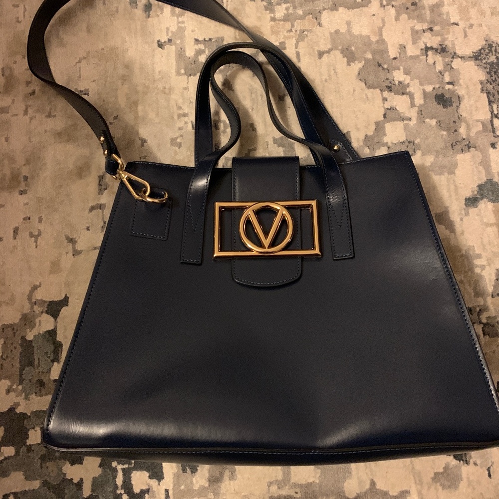 Valentino By Mario Valentino Musa Super V Leather Tote, Blue